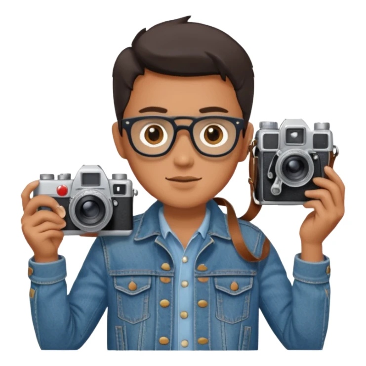 Photographer with vintage film camera sticker