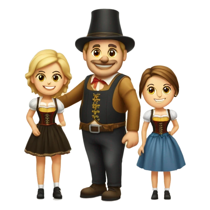 oktoberfest 2 women and a portly man sticker