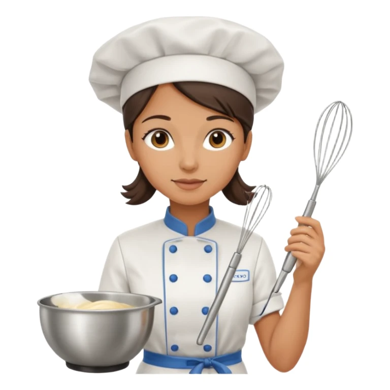 female chef holding whisk and bowl sticker