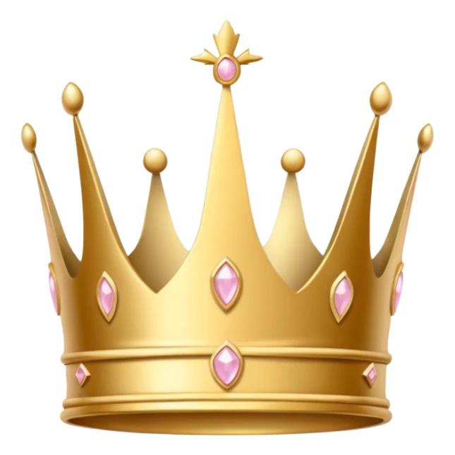 A luxurious golden crown with light pink accents and elegant details, featuring a prominent empty space  sticker