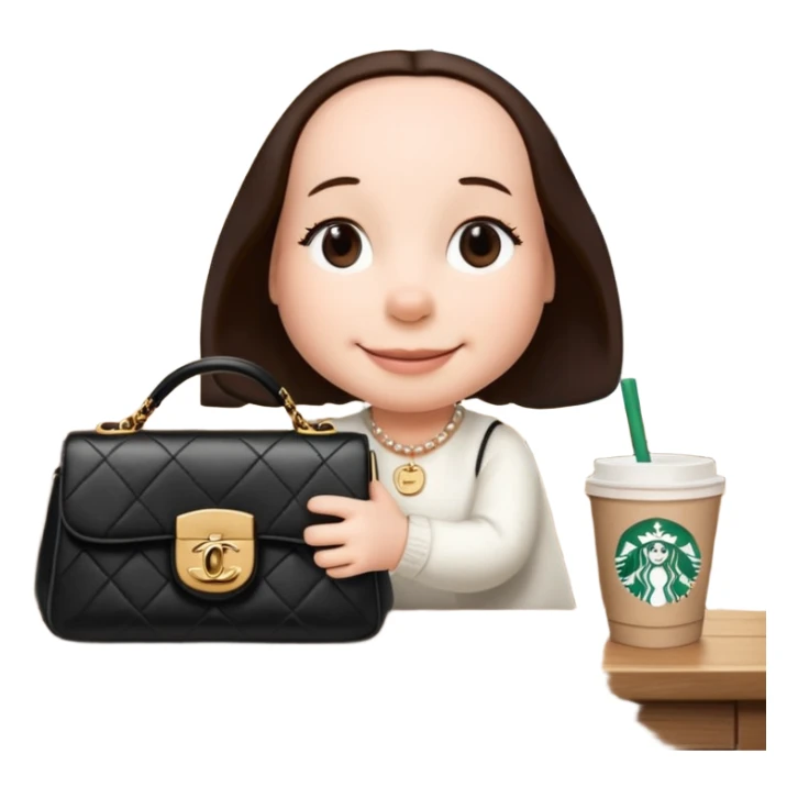 snoopy in a desk with starbucks and his chanel purse sticker