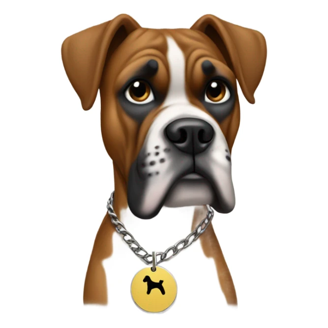 Boxer dog with ronnie dog tag sticker