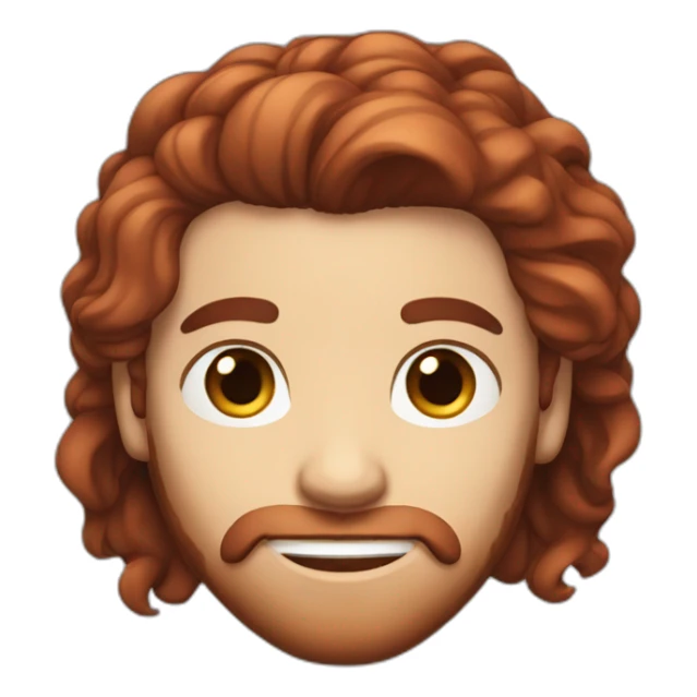 Dark Red head bearded man with long hair in a bun sticker