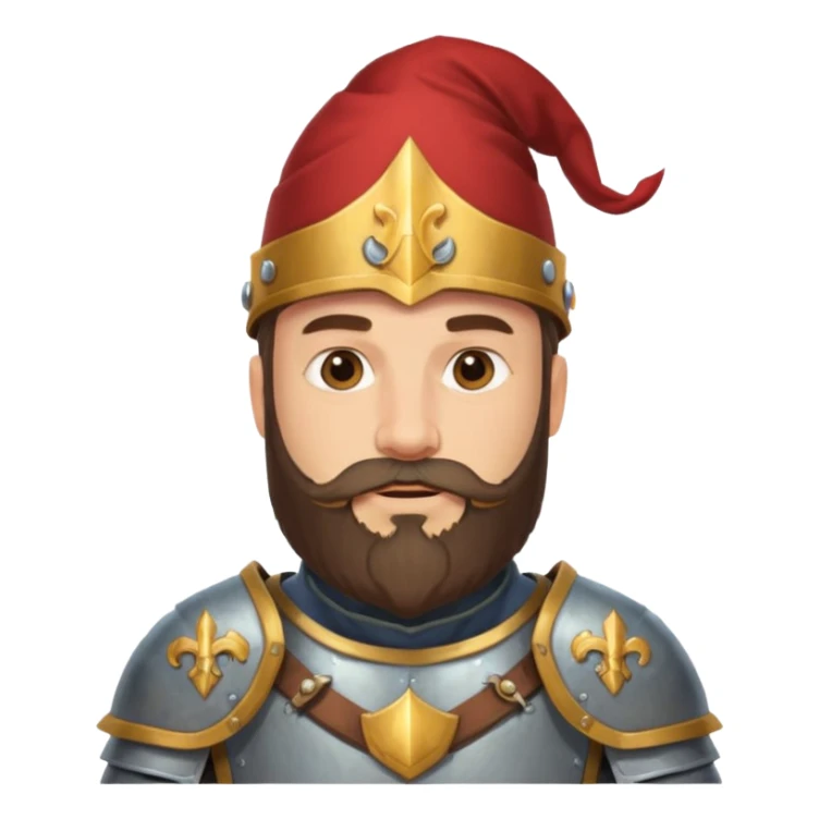 a royal western knight with full beard, wearing hat sticker