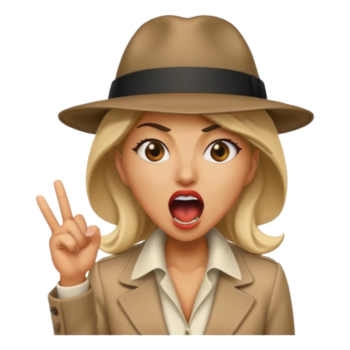 mafia girl with hat, yelling loudly sticker