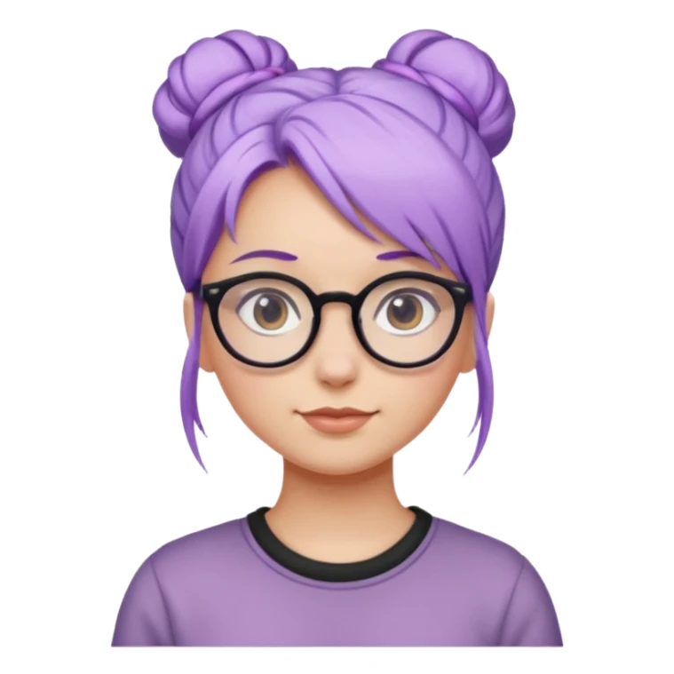 light purple hair girl bun and glassess sticker