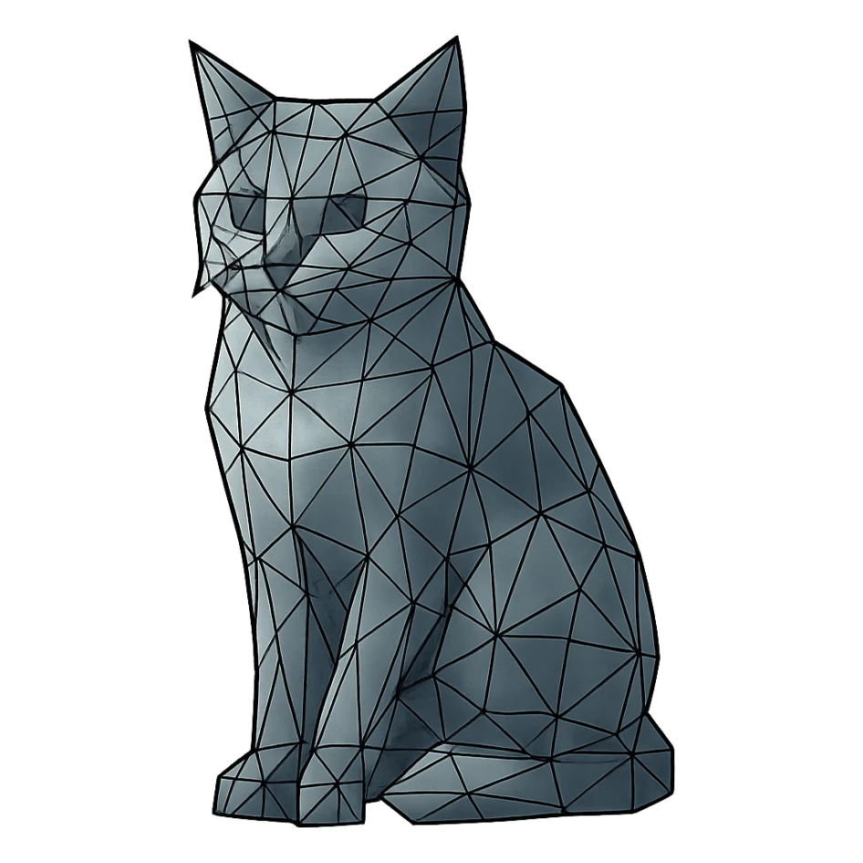 a cat in low poly wireframe style sticker
