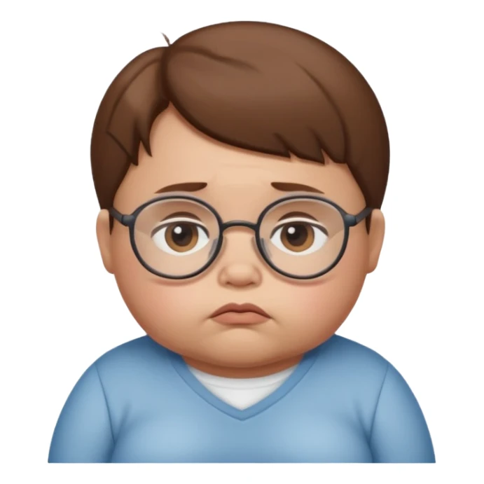 Sad Fat baby with glasses and brown hair sticker