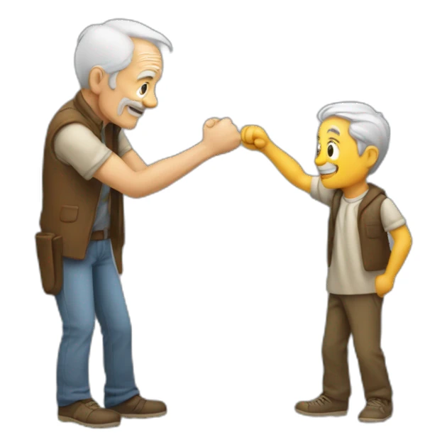 old man shaking fist at a young person sticker