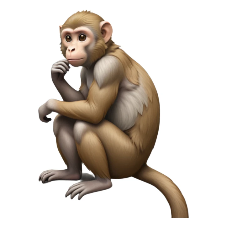 cinematic-macaque-realistic-full-body-sitting-emoji,-compact-muscular-frame-poised-on-a-rocky-outcrop,-short-curled-tail-resting-behind,-head-tilted-dramatically,-thick-dense-fur-in-warm-shades-of-brown-and-grey,-expressive-eyes-filled-with sticker