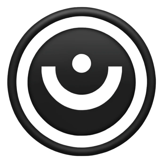 Black circle with “MB” written on in the middle of it. Nothing else no holes or anything. sticker