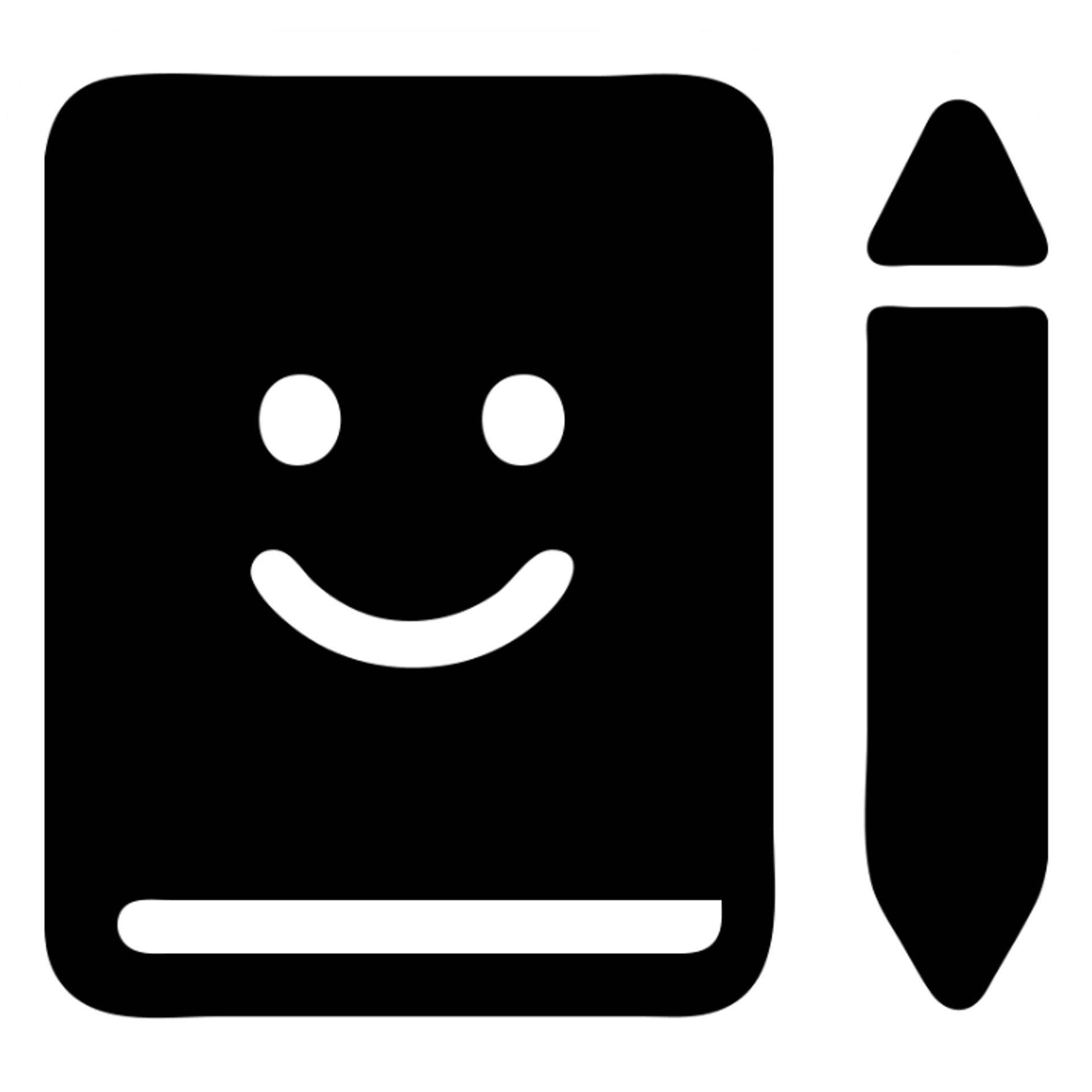 minimalist happy notebook with pencil, symbolizing daily writing and reflection, flat color icon style sticker