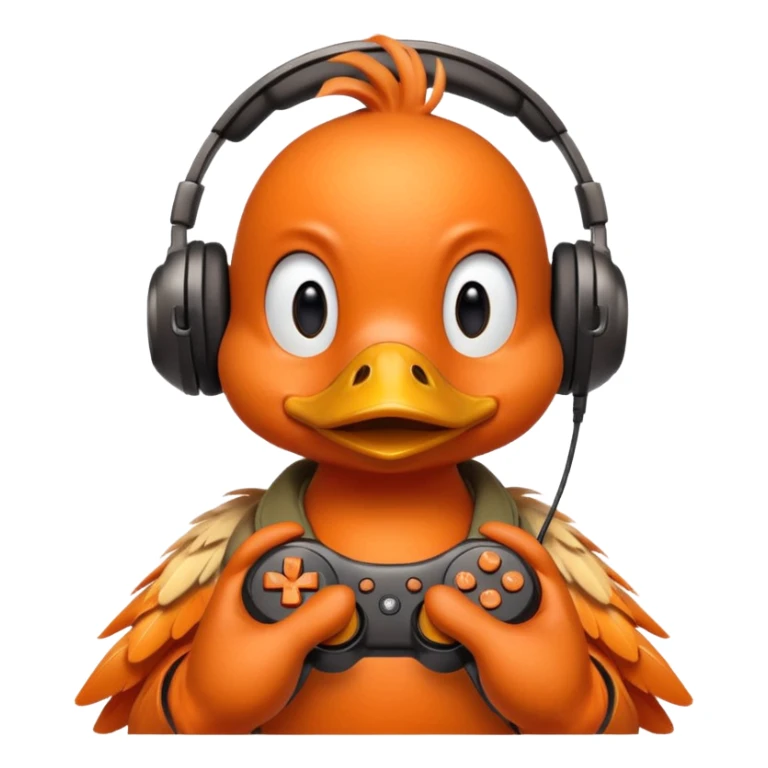 Gamer duck playing first person shooter game sticker