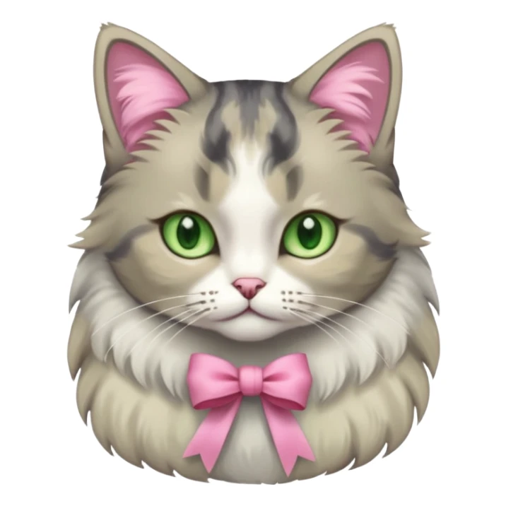 Dilute grey calico cat with pink ribbon sticker