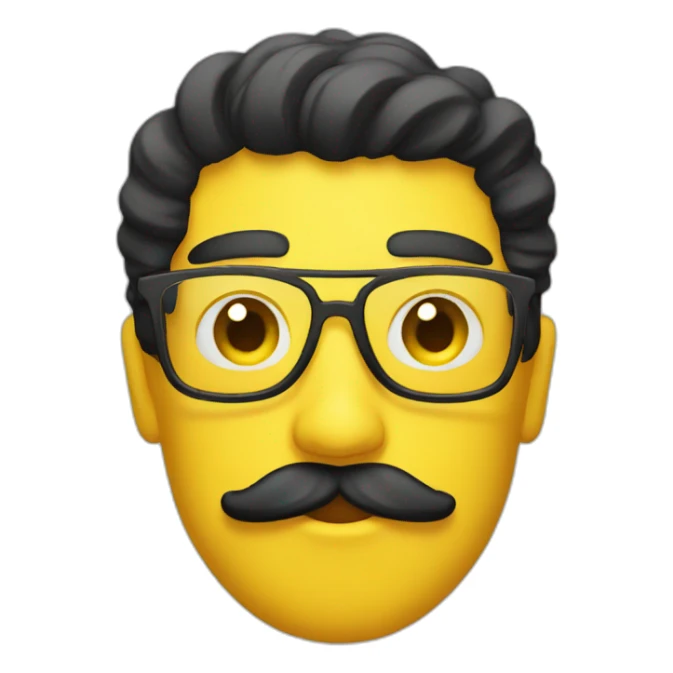 A yellow emoji with a mustache and black hair sticker