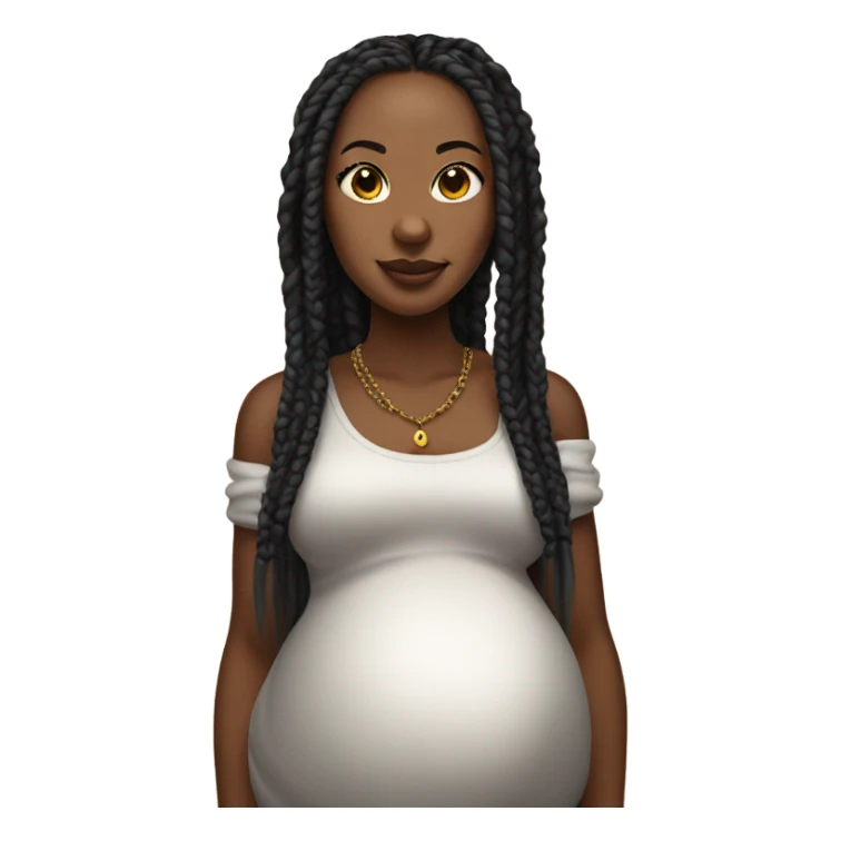 black pregnant woman with box braids and double nose piercing  sticker