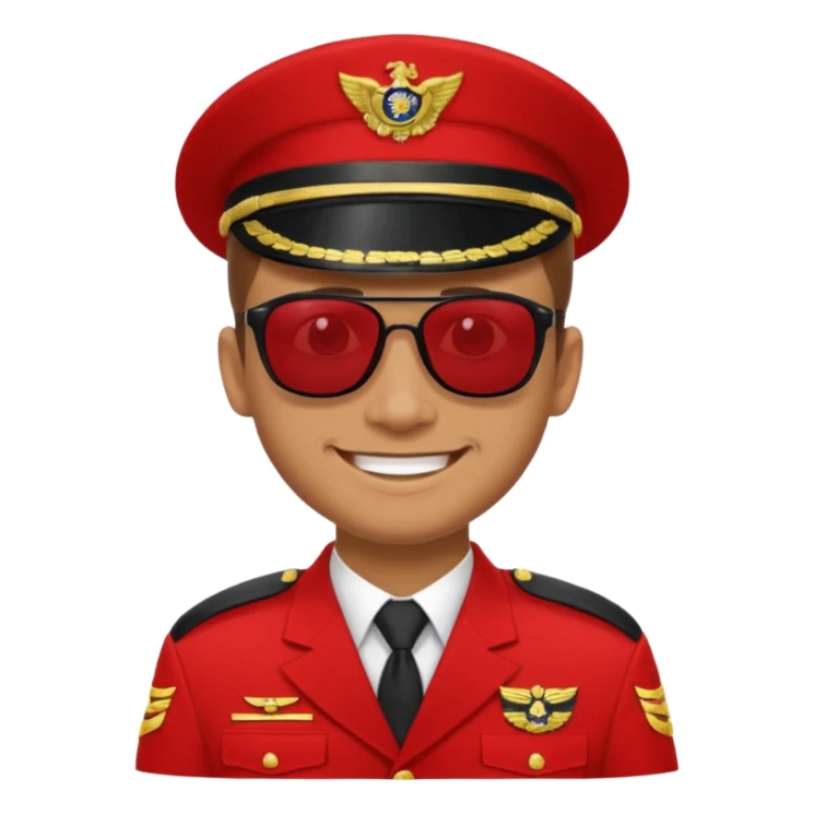 Smiling military man with sunglasses in red uniform sticker
