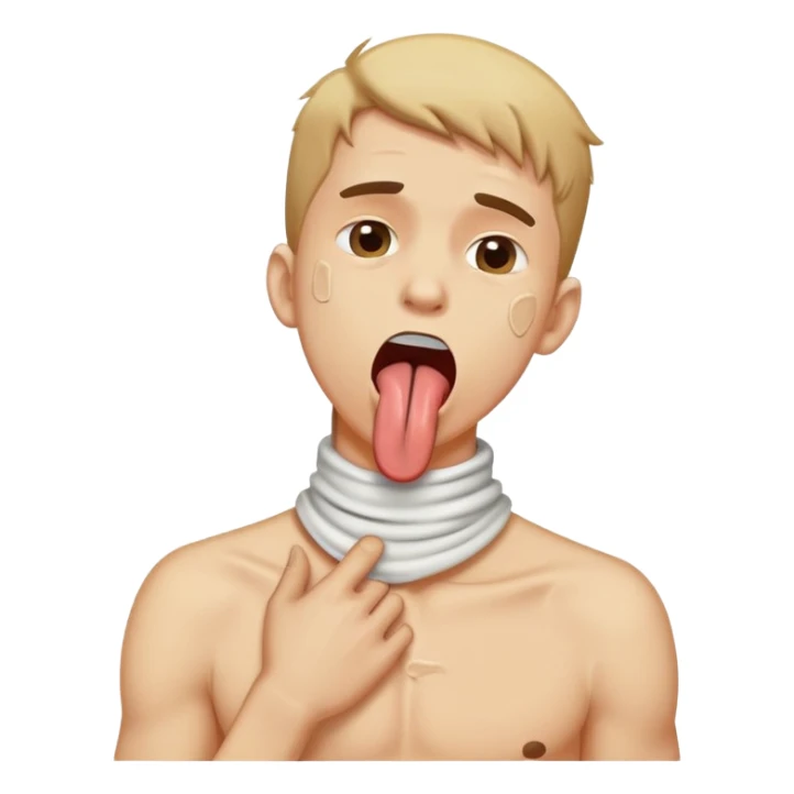 Guy grabbing his neck and choking with tongue out sticker