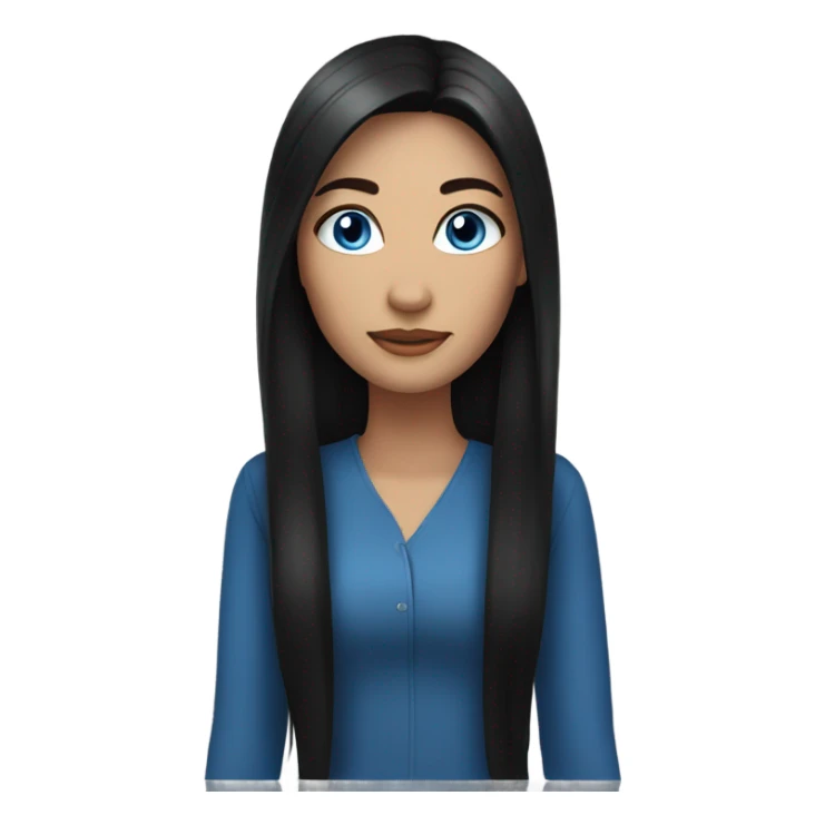 Woman with long black hair, blue eyes sticker