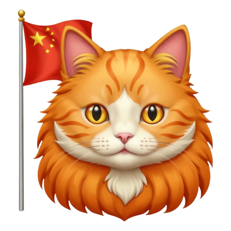 Orange Cat With the Flag of China in the backgorund sticker