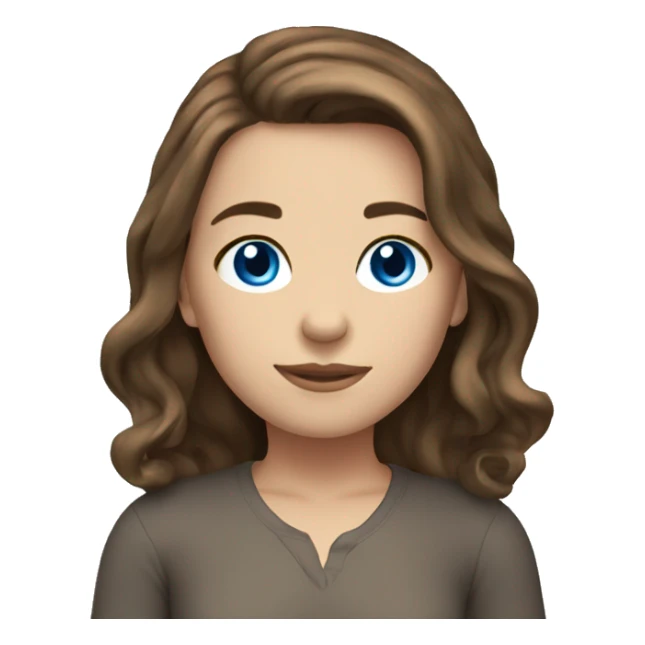 girl shoulder length brown hair blue eyes sticker