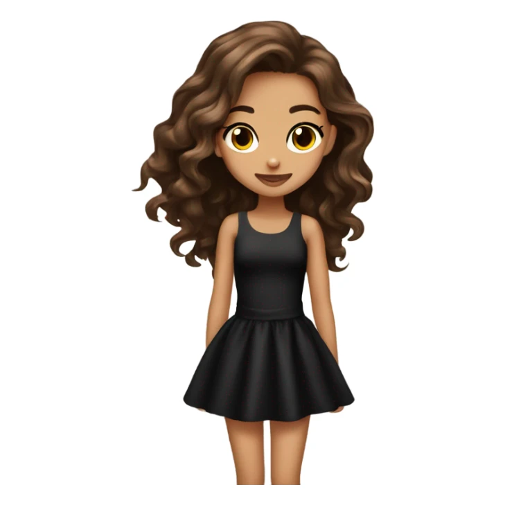 pretty girl brown long hair makeup with black kitten ondulada sticker