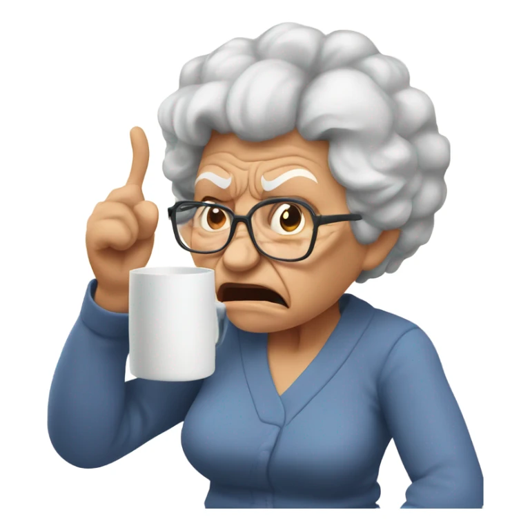 angry grandma can't hear cup her hand to her ear sticker