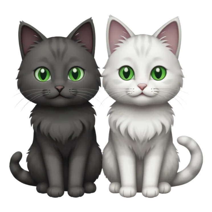 2 different coloured grey cats including one dark grey and white cat and one completely solid dark grey cat with green eyes and only white paws sticker