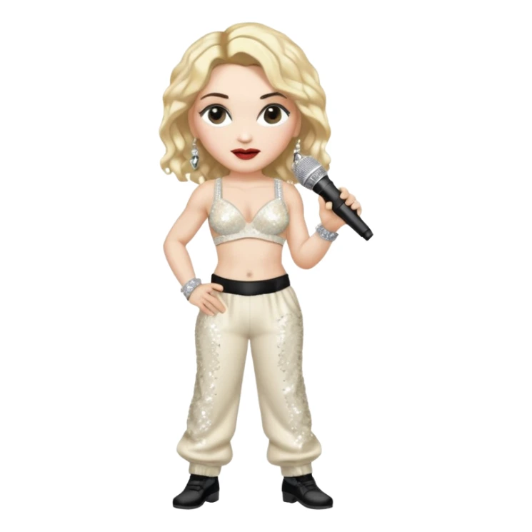 Madonna with ivory sequin bra, ivory sequin baggy pants  sticker