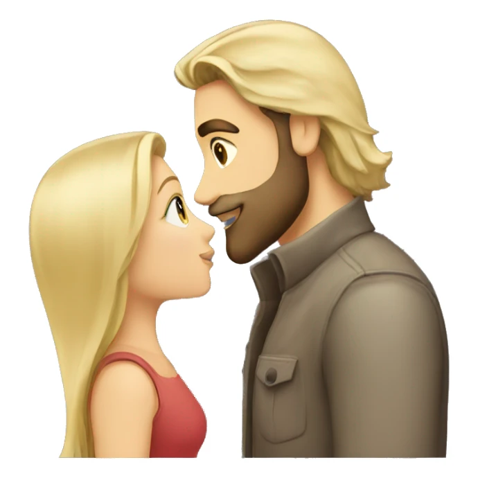 Brunette guy with beard kissing blond girl with long hair sticker