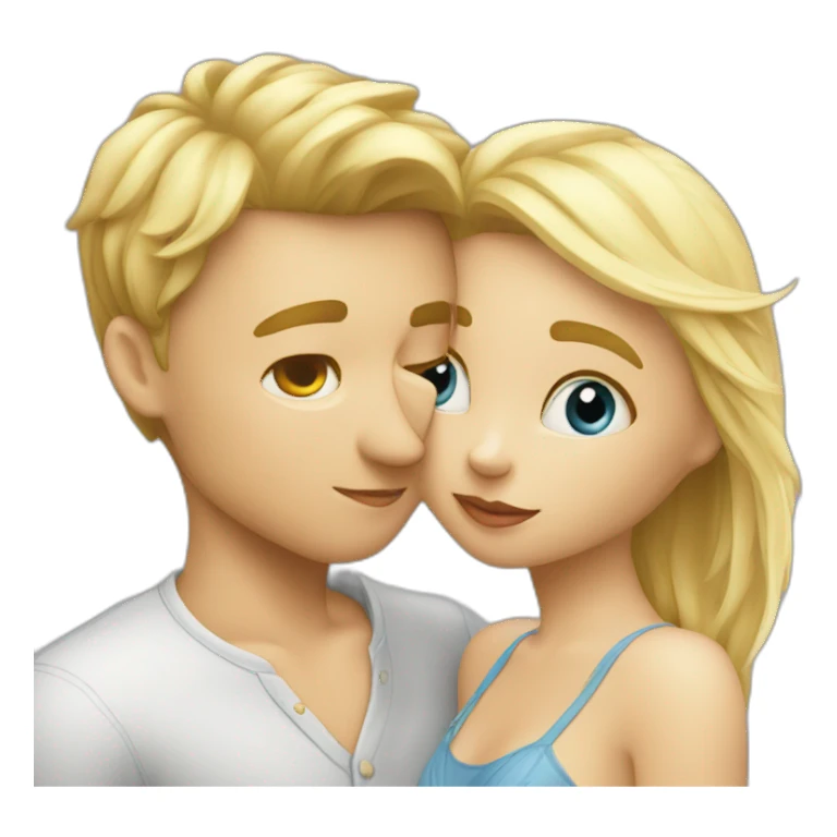 a blonde girl kissing blond europeen boy sticker