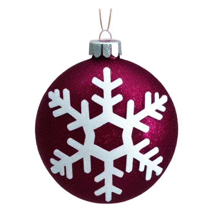 Burgundy Christmas ornament glitter with snowflake  sticker