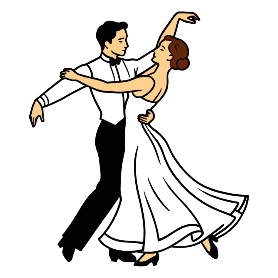 A man and a woman from the 1800's dancing the waltz sticker