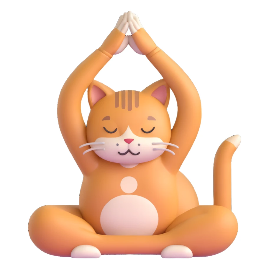 cat doing yoga camel pose with arched back sticker