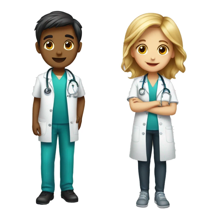 children doctor boy and girl sticker