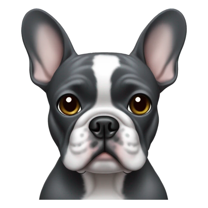 Dark gray french bulldog wearing Airpods  sticker