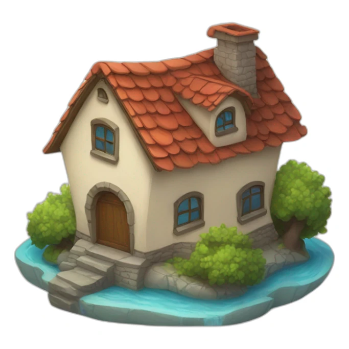 house with a dragon sleeping on the roof sticker