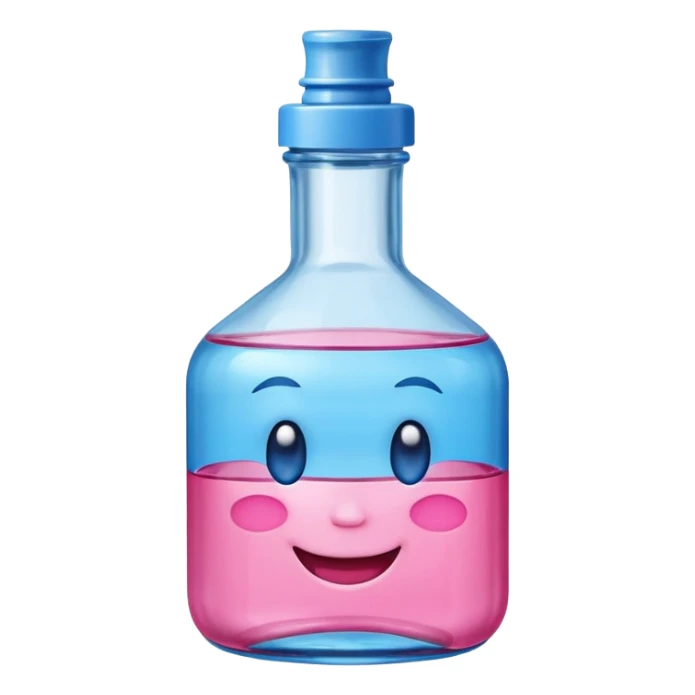 Smiling winking oil bottle pink blue top  sticker