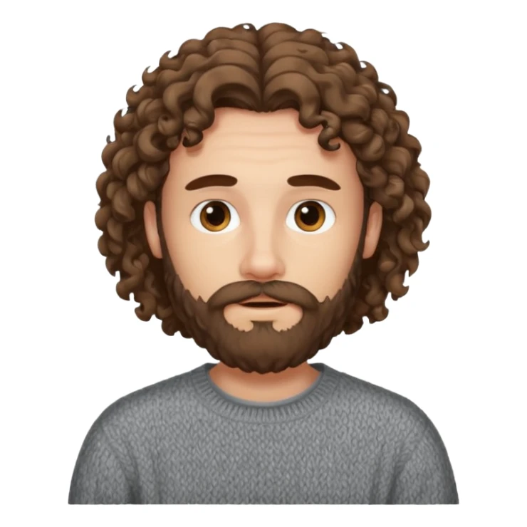 long curly hair bearded man sweater sticker