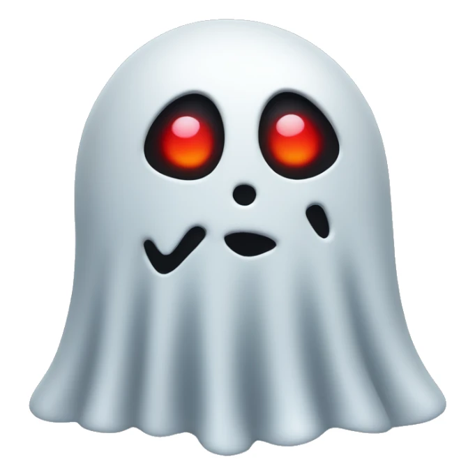 Make me a 3D  scary ghost emoji in black and neon colors like red sticker