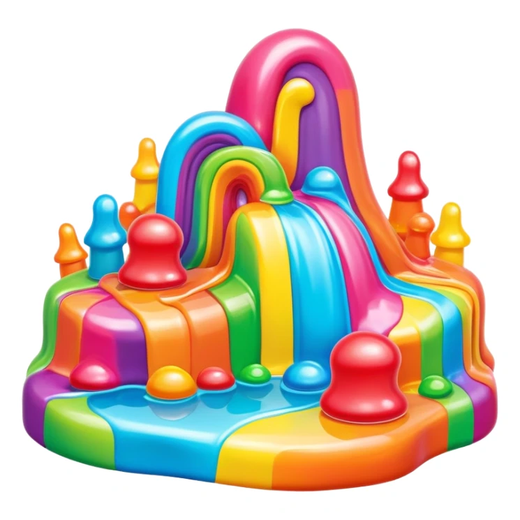 surreal melting neon rainbow gummy candy land landscape sticker