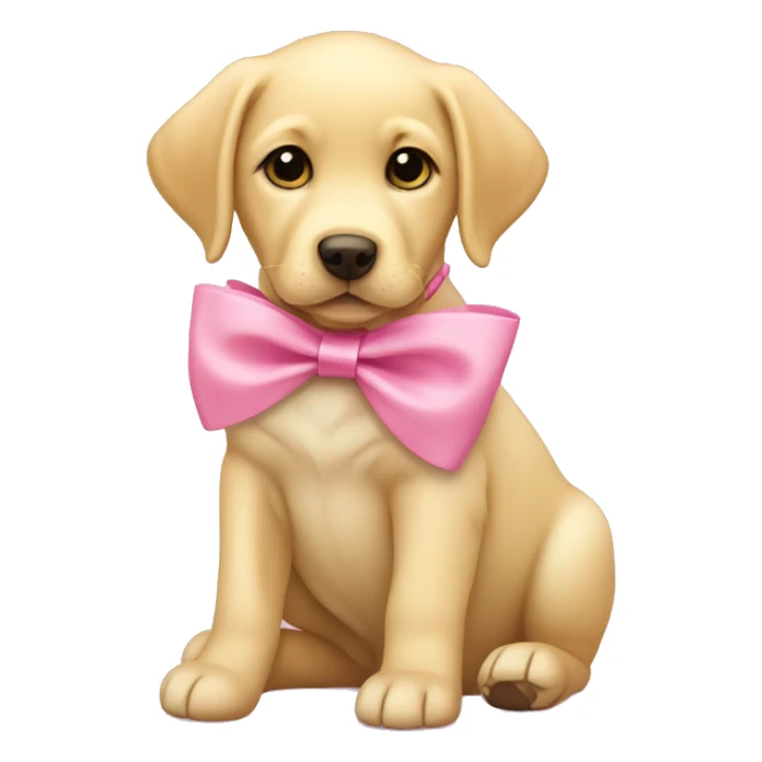 Yellow Labrador retriever puppy with pink bow sticker
