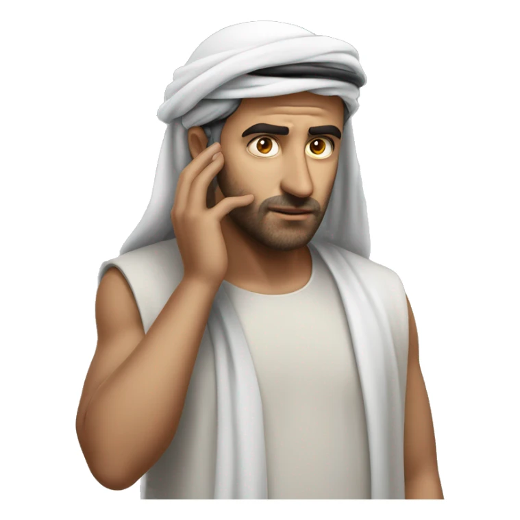 Arab holding his head photorealistic serious sticker