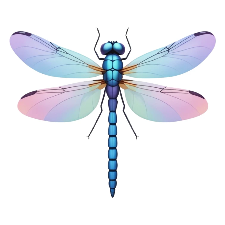 simple dragonfly emoji, minimal flat style, pastel color, no character features sticker