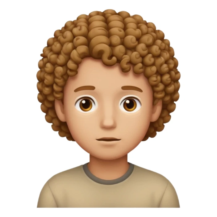 head of a boy thinking, simple emoji style, curly hair sticker