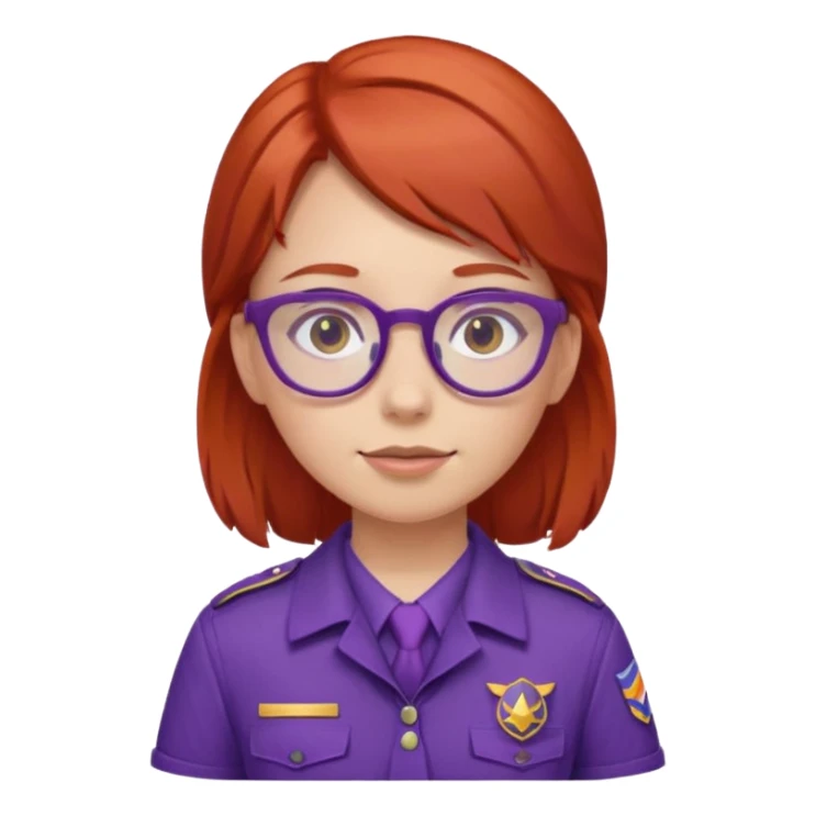 red haired scout kid with purple uniform and glassess girl sticker