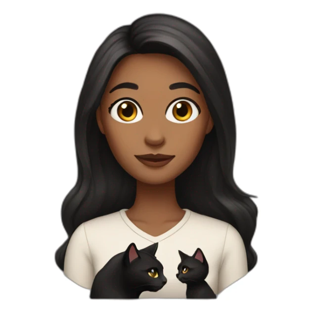 woman brown skin long dark hair with black cat sticker