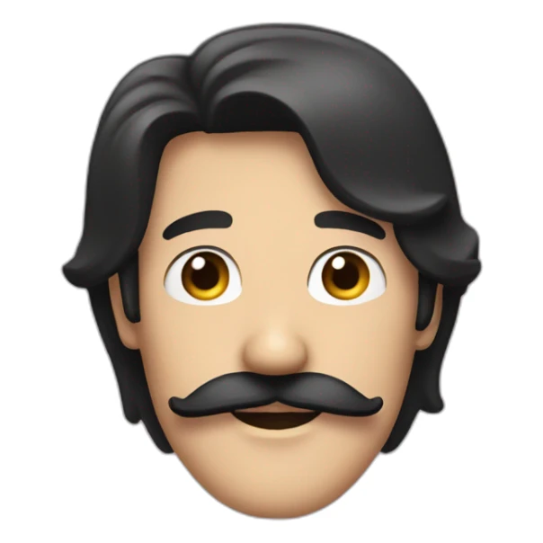 man with moustache and long black hair with thumbs up sticker