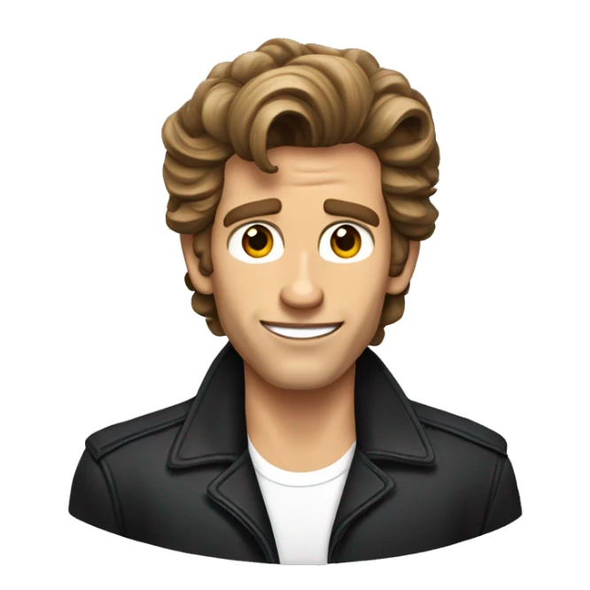 Jeff conaway grease with brown hair curled in middle of forehead  sticker