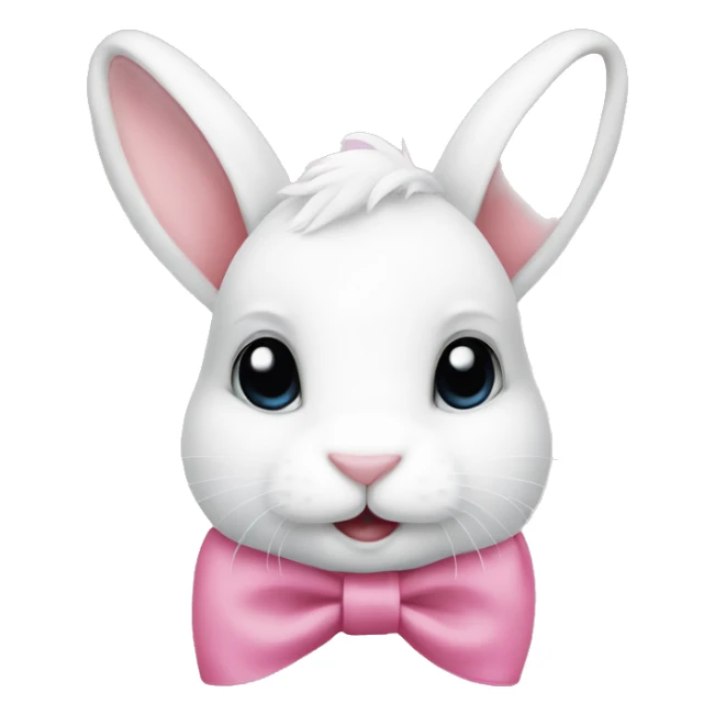 fluffy white bunny wearing a pink bow with white lace on top of its head  sticker